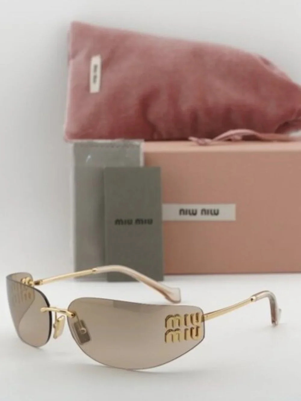 Miu Miu MUA51S 5AK20P Rectangle Sunglasses – Gold\Bronze Mirror Gradient